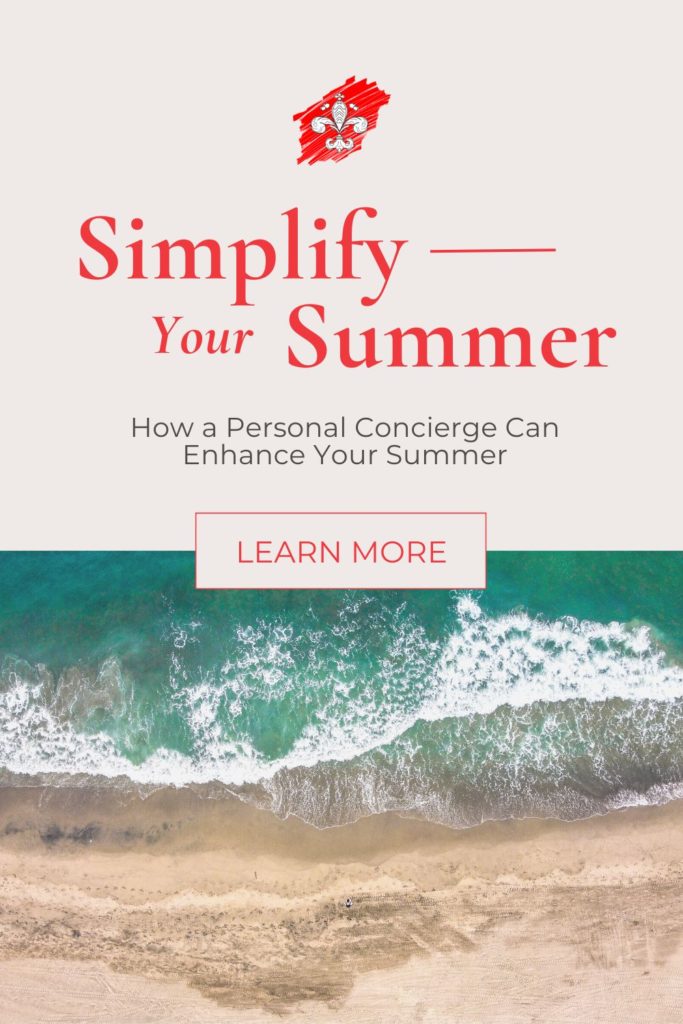 The text "Simplify Your Summer: How a Personal Concierge Can Enhance Your Summer" Under that, a photo of the ocean.